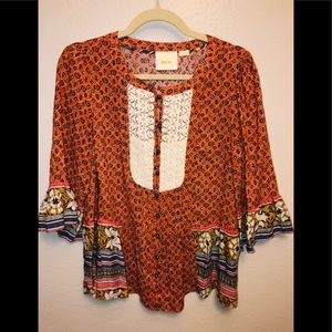 EUC Anthropologie Maeve 3/4 Sleeve Blouse Size 8